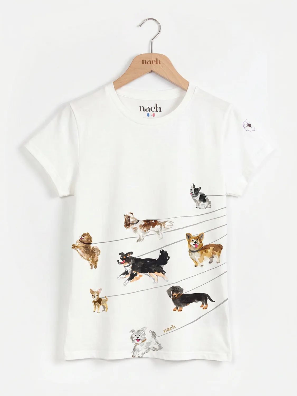 Nach Bijoux Olga Promenade de chiens t-shirt porcelaine taille M