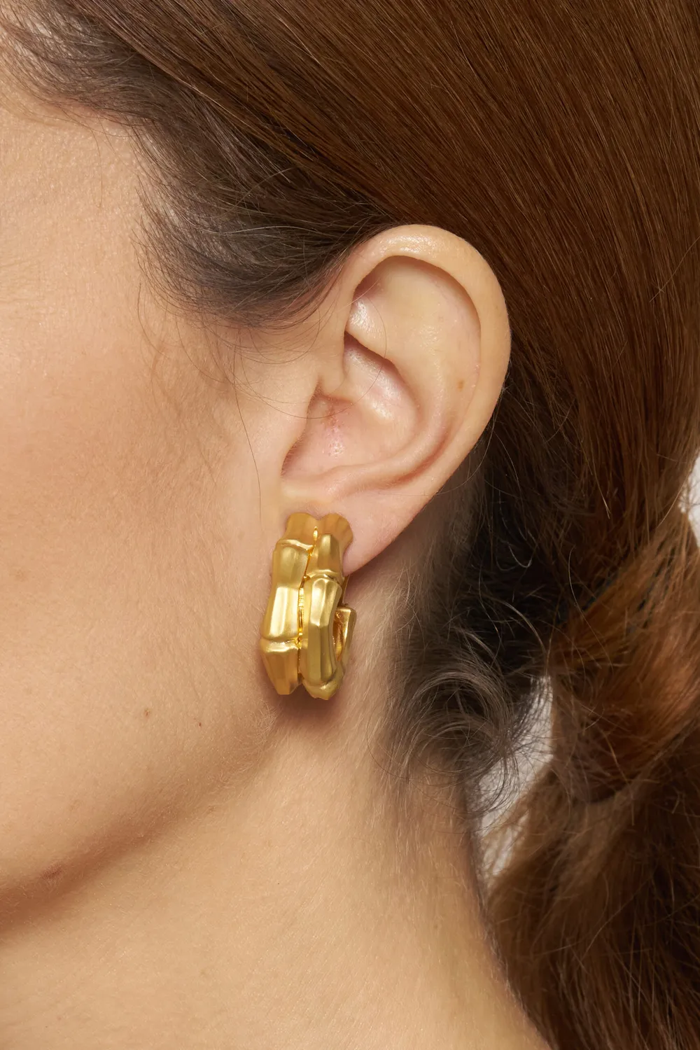 Philippe Ferrandis Bambou boucles d'oreilles clips dorées