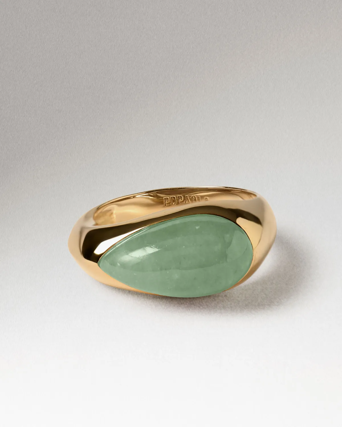 PDPAOLA Luna Stamp bague aventurine verte