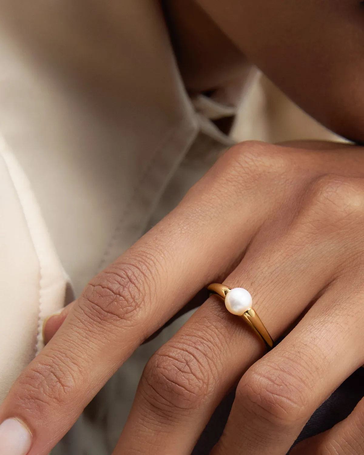 PDPAOLA La Perla Maris bague quartz blanc tailles 8-18