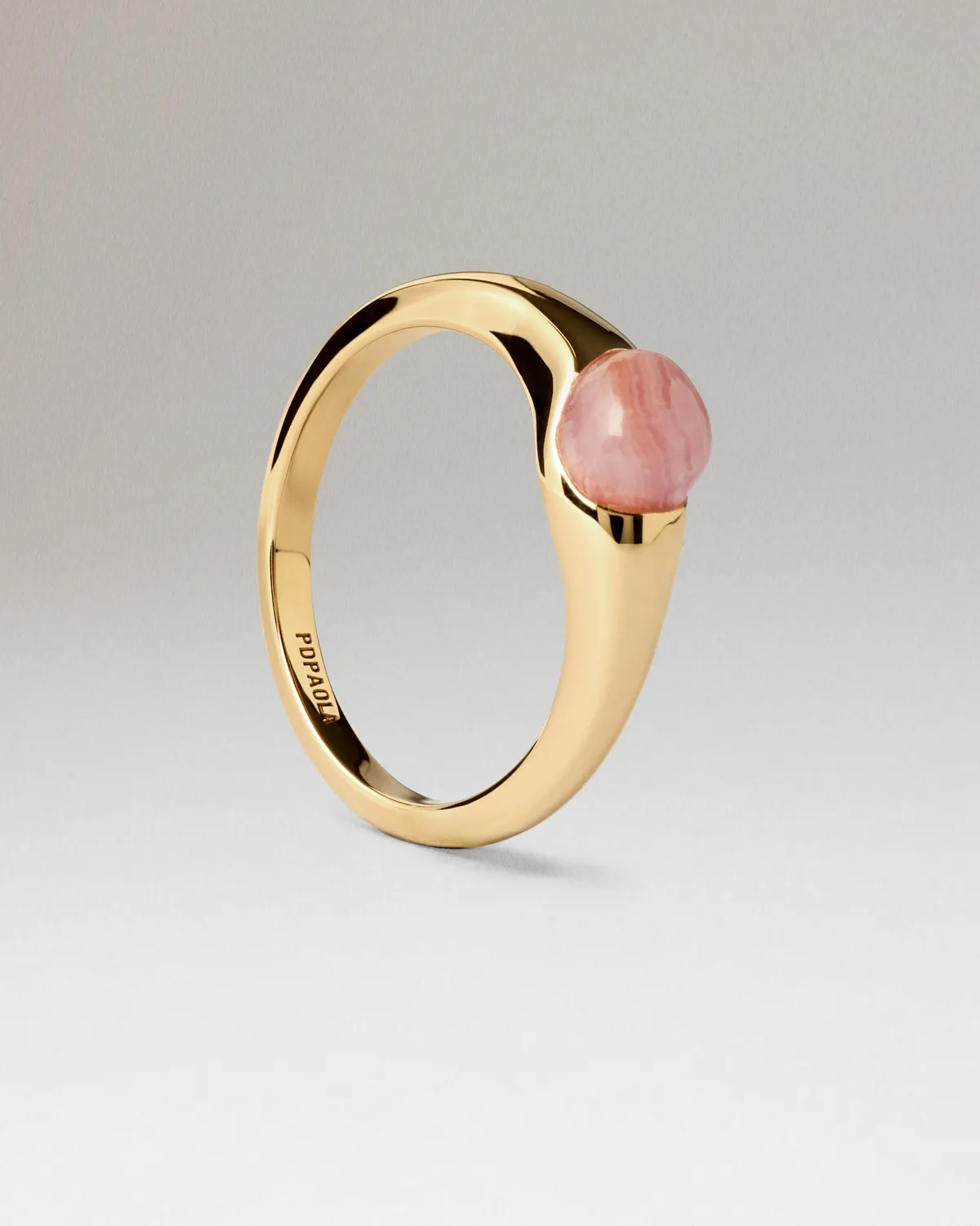 PDPAOLA Orion bague rhodochrosite rose pierre ovale