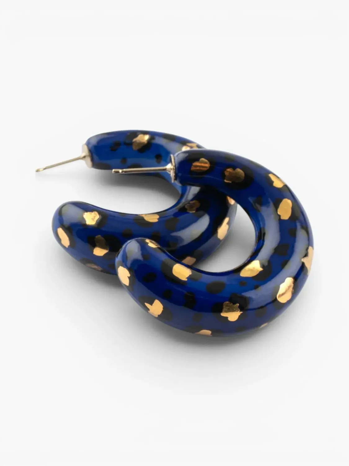 Nach Bijoux Léopard boucles d'oreilles maxi bleu doré
