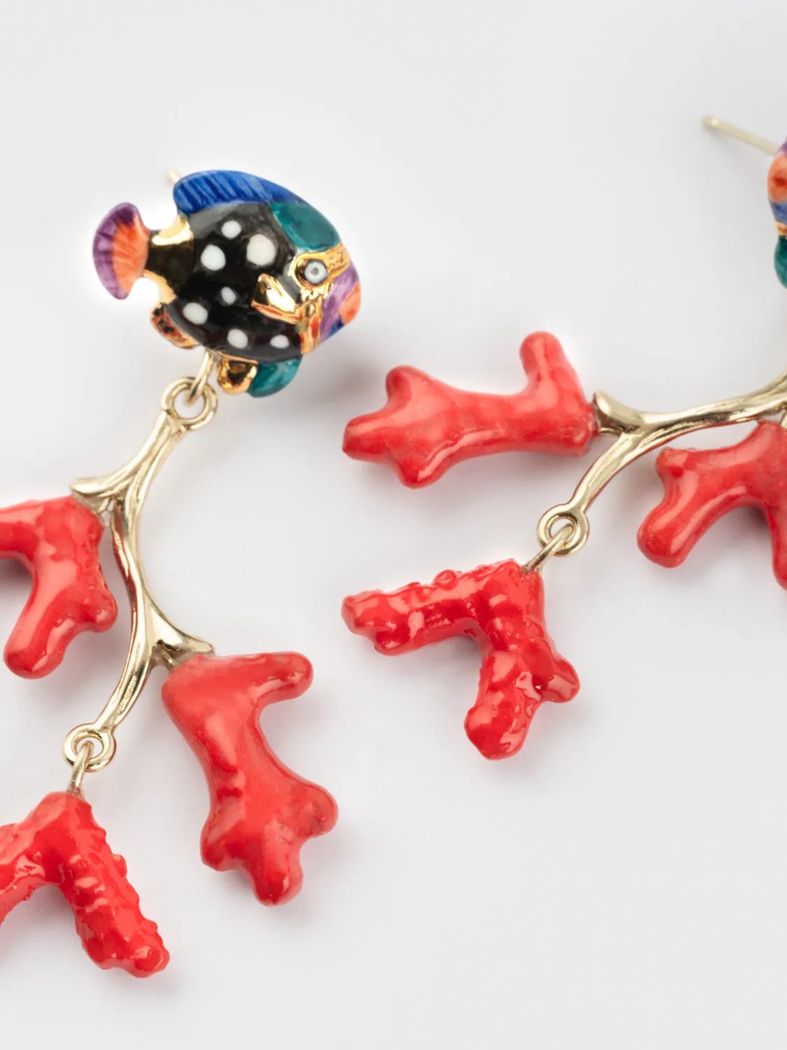 Nach Bijoux corail et poisson boucles d'oreilles rouges