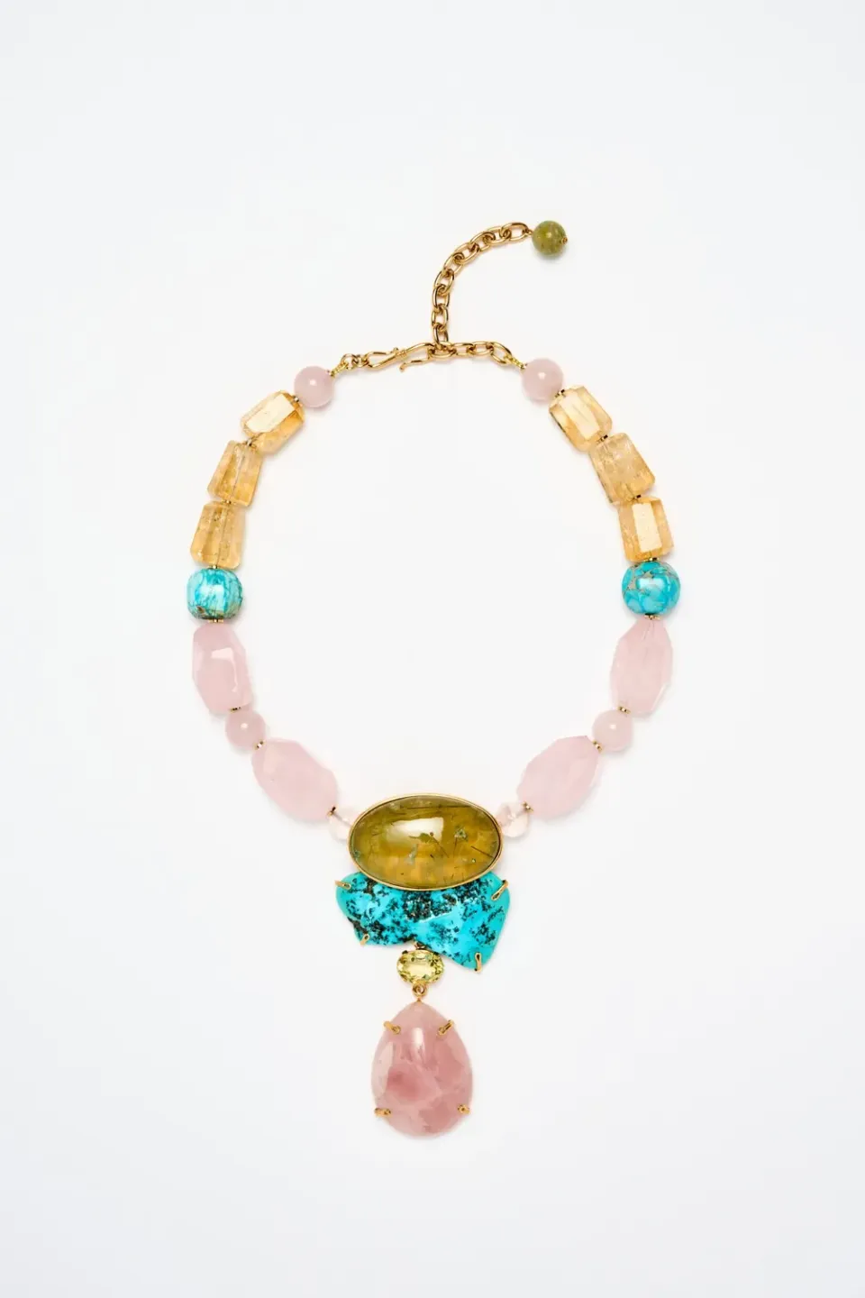 Philippe Ferrandis quartz rose collier unique turquoise azurite