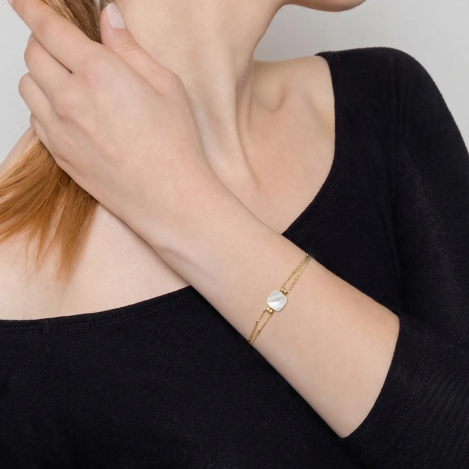 Nao de Paris Vintage Nacre Blanche bracelet acier doré