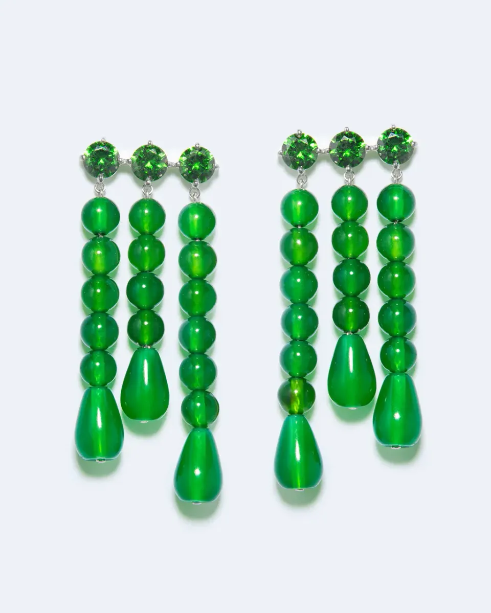 Completedworks Weeping Willow boucles doreilles calcédoine verte