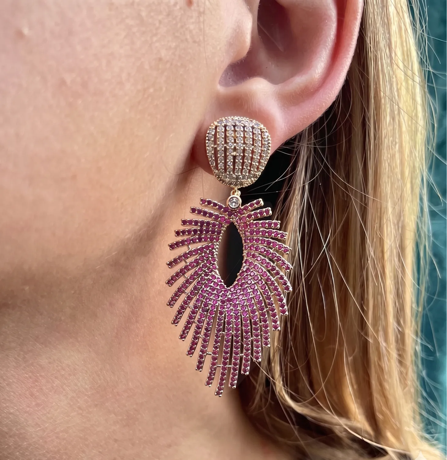 Nao de Paris Grenadine Halo boucles strass rose doré