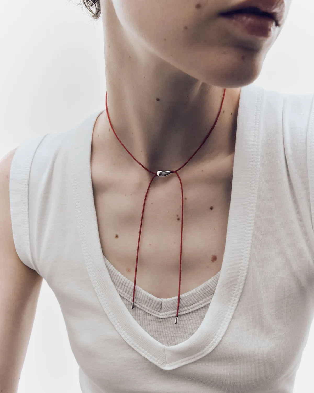PDPAOLA Rodeo collier cordon rouge argent