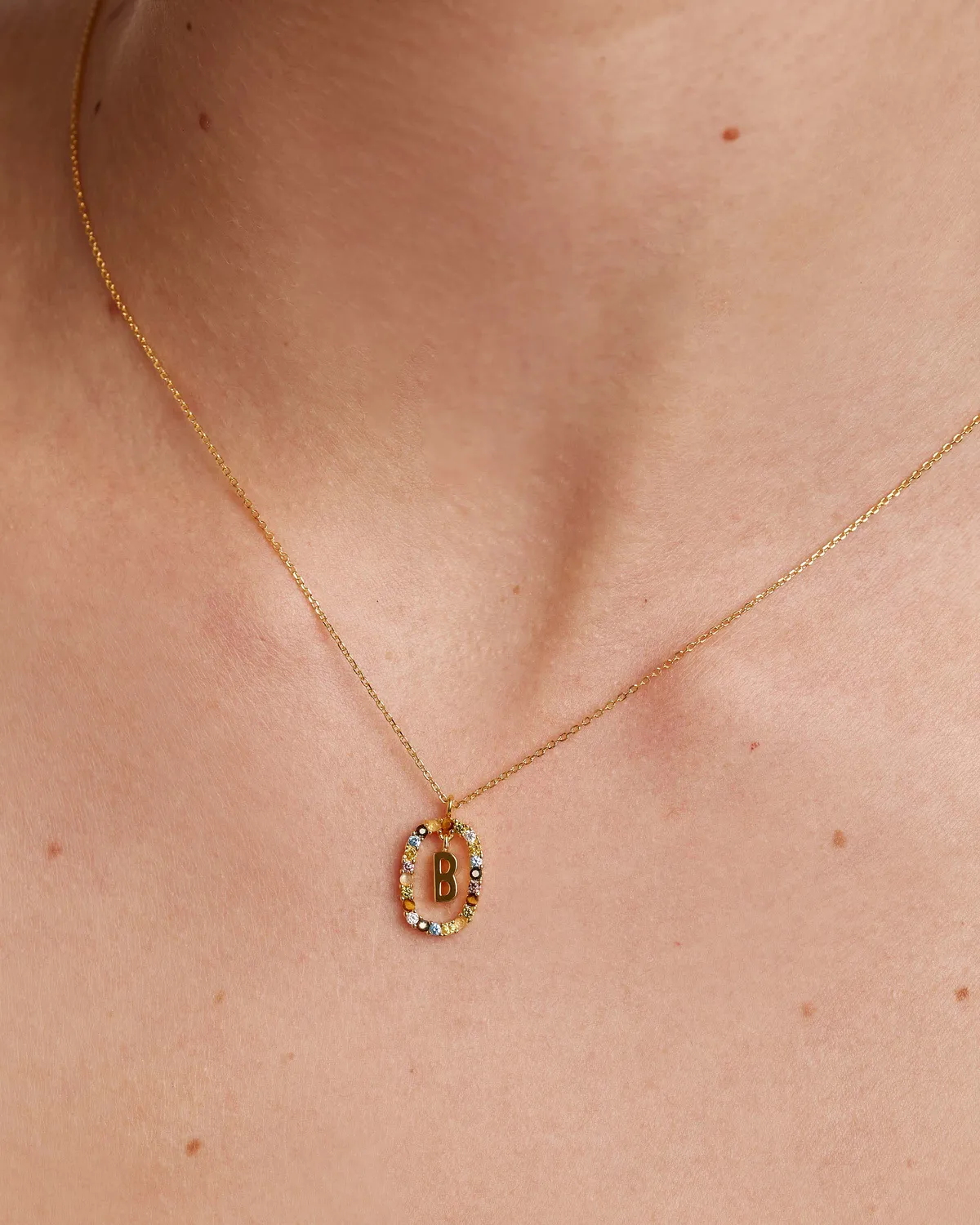 PDPAOLA Letter B collier initiale doré labradorite