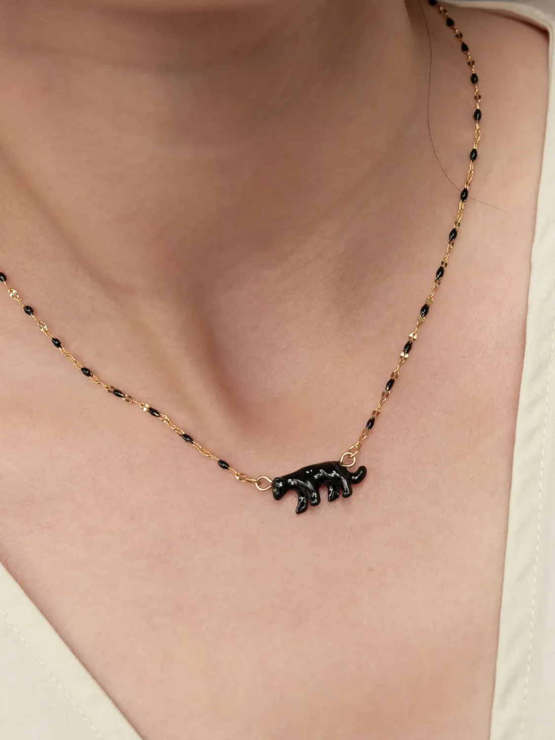 Nach Bijoux panthère collier perles 41+5 cm