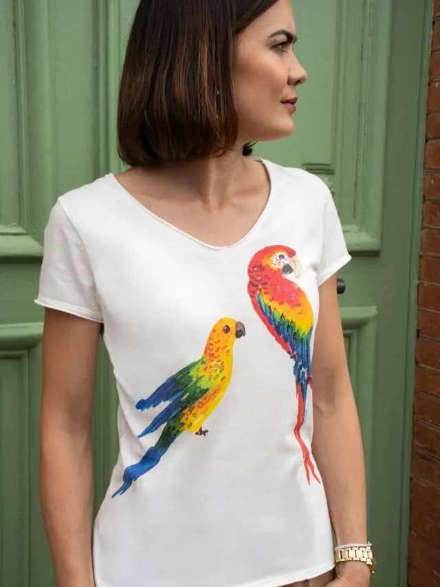 Nach Bijoux Victor t-shirt blanc couple Aras col V
