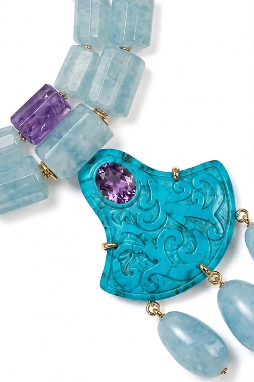 Philippe Ferrandis Pluie de Turquoise collier unique