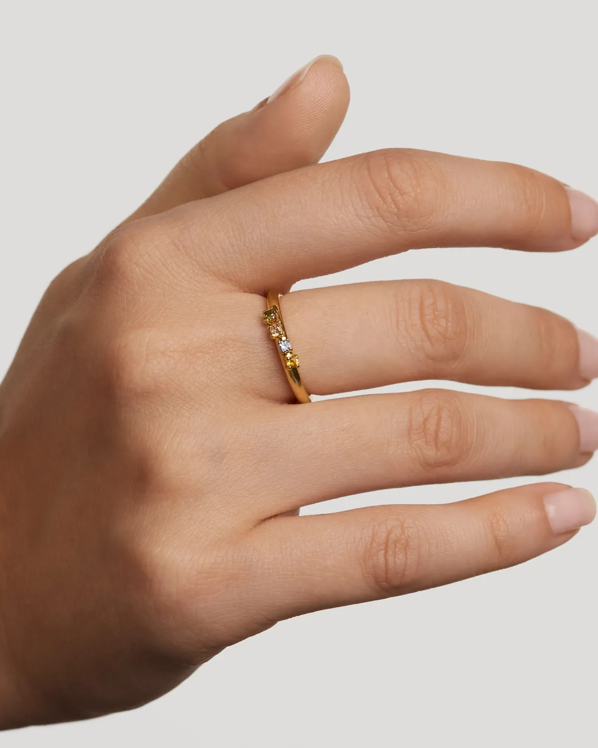 PDPAOLA Rainbow Wing bague zirconias multicolore dorée