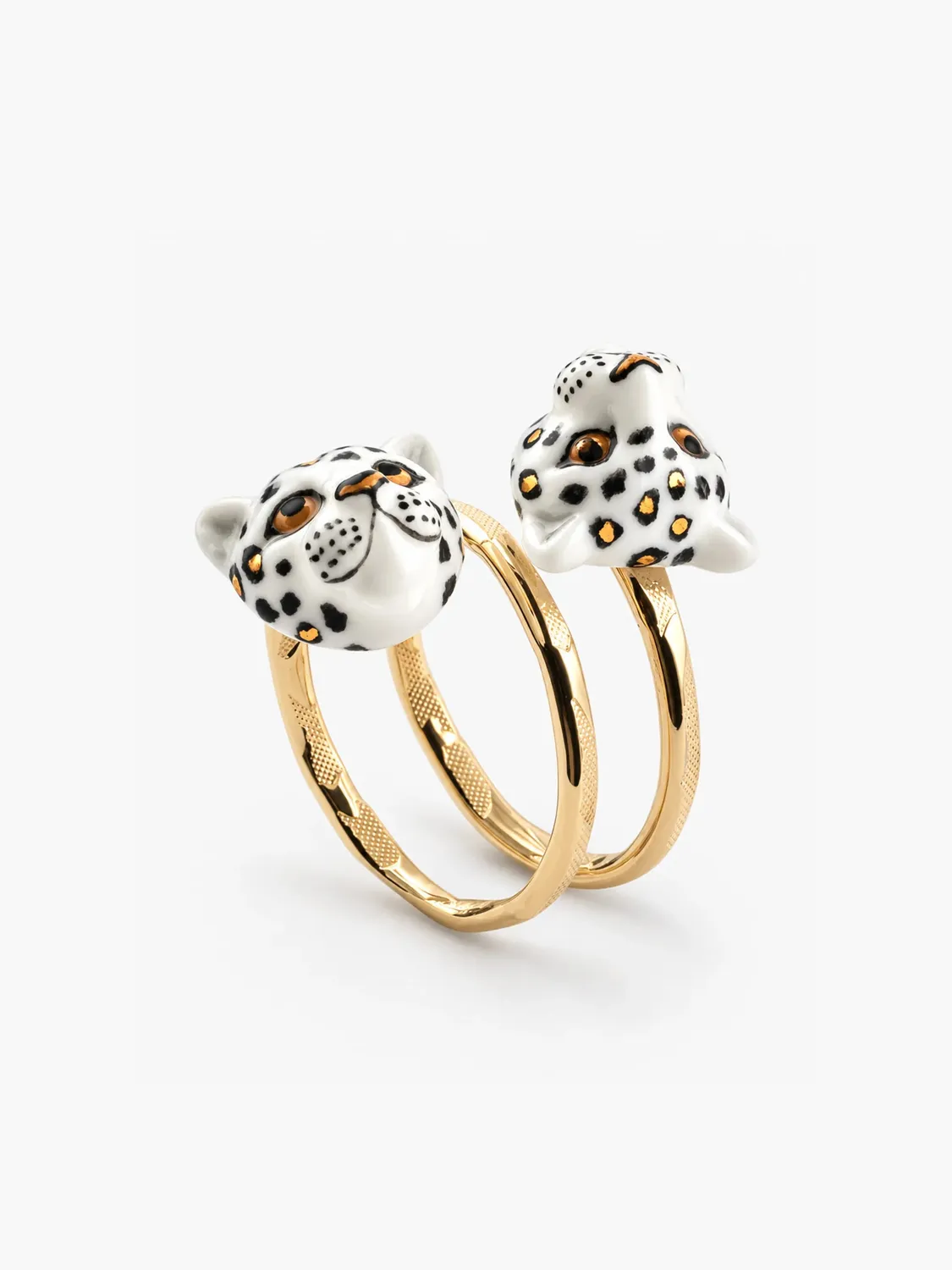 Nach Bijoux Léopards bague spirale blanche et dorée