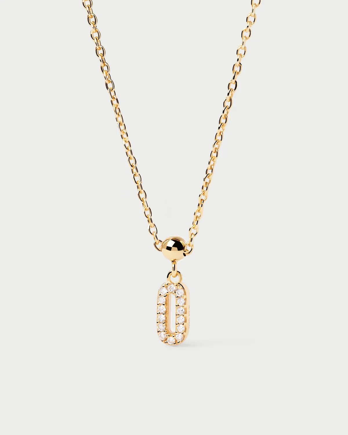 PDPAOLA Number 0 charm plaqué or zirconia blanche