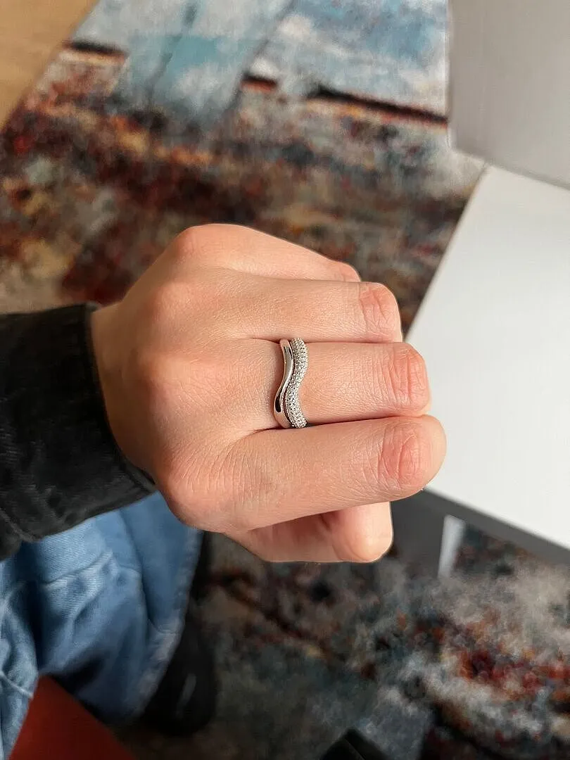 Astrid & Miyu Wave bague argent rhodié vague