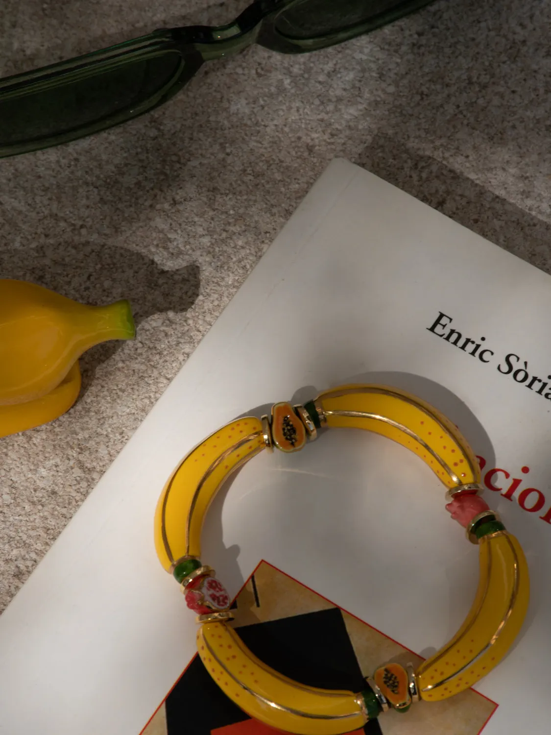 Nach Bijoux fruits bananes jaunes bracelet perles de verre