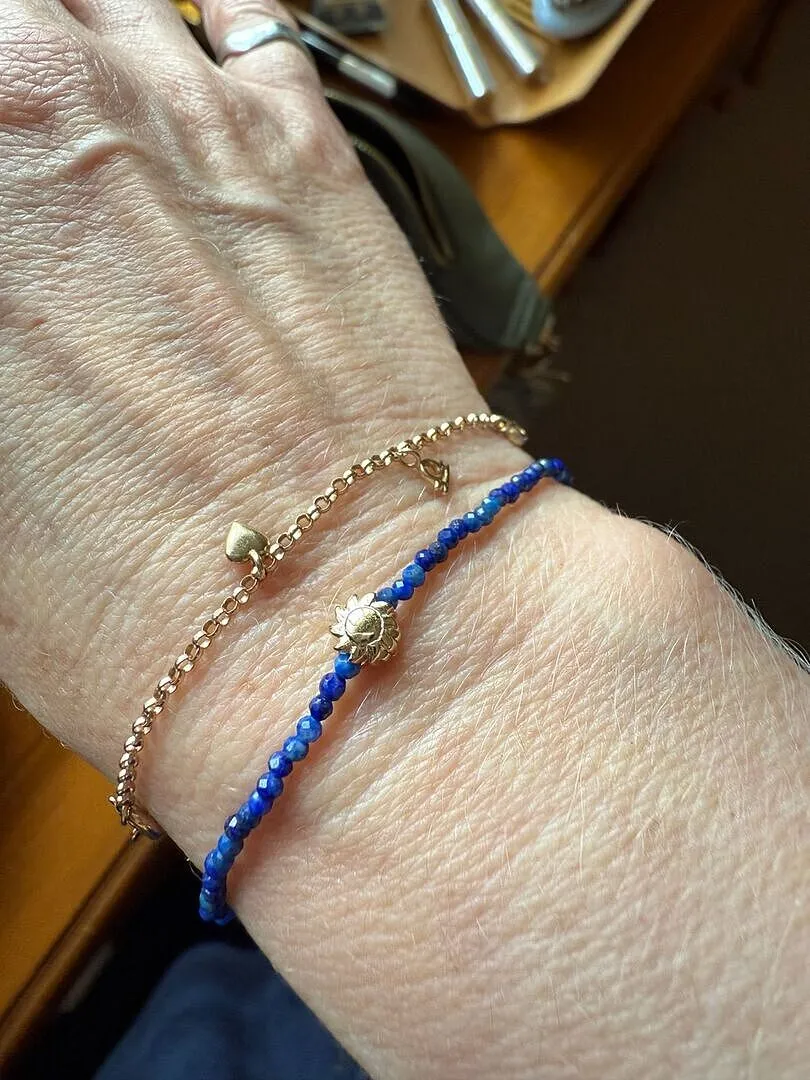 Astrid & Miyu Lazurite September bracelet perles or massif