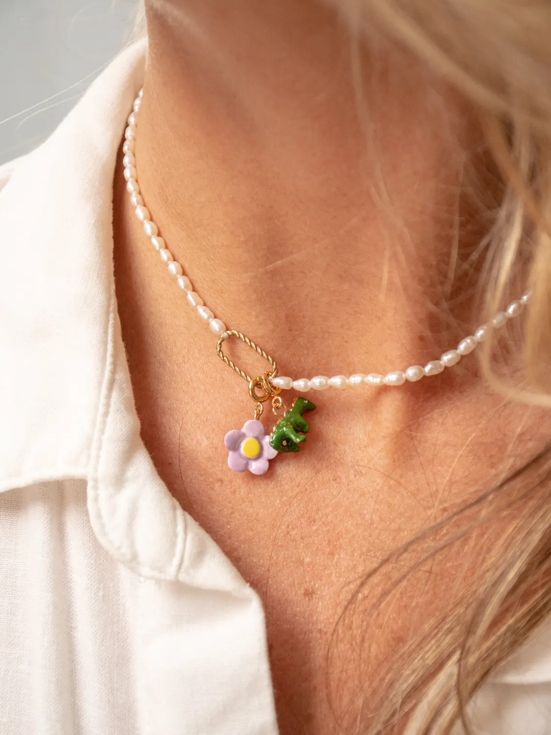 Nach Bijoux Charm's fleur violette charm porcelaine violette