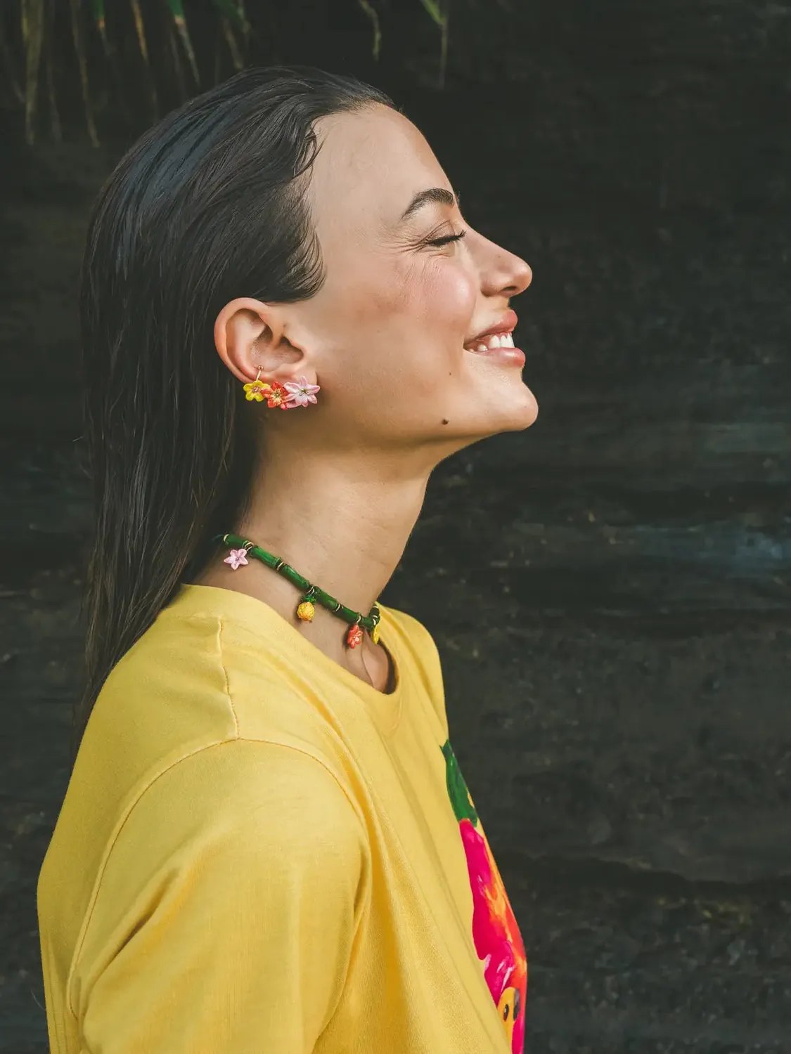 Nach Bijoux Tropical ear cuff fleurs bouquet