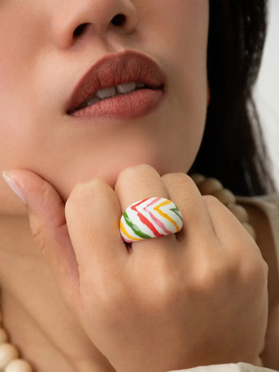 Nach Bijoux Crazy Tiger bague porcelaine peinte main S M L