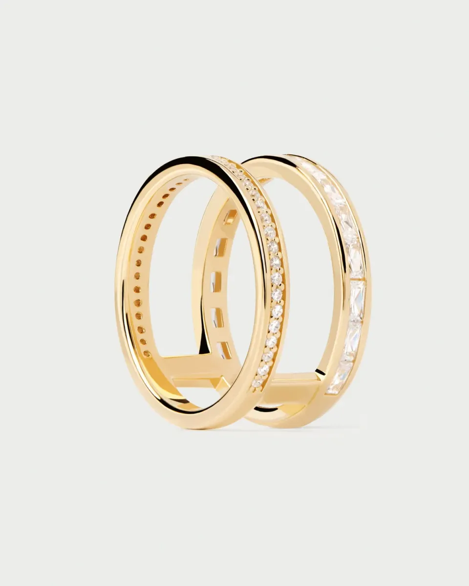 PDPAOLA Bianca bague plaqué or zircone blanche