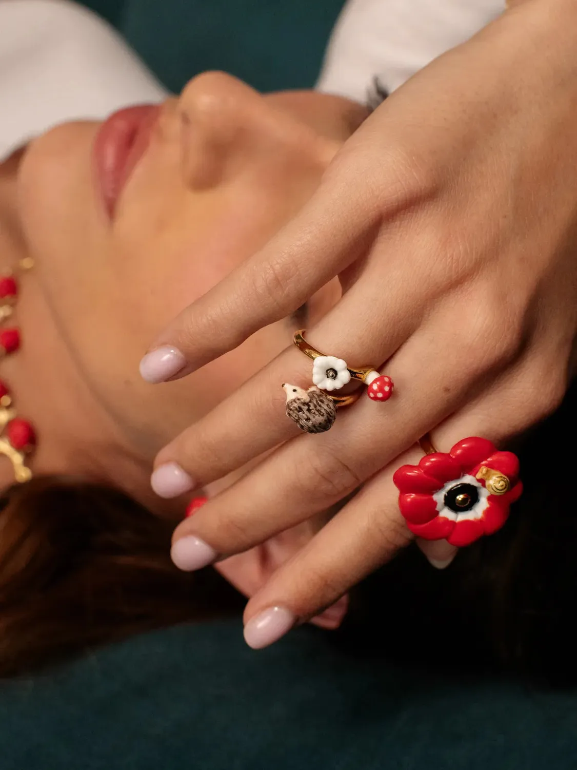 Nach Bijoux hérisson champignon bague ajustable