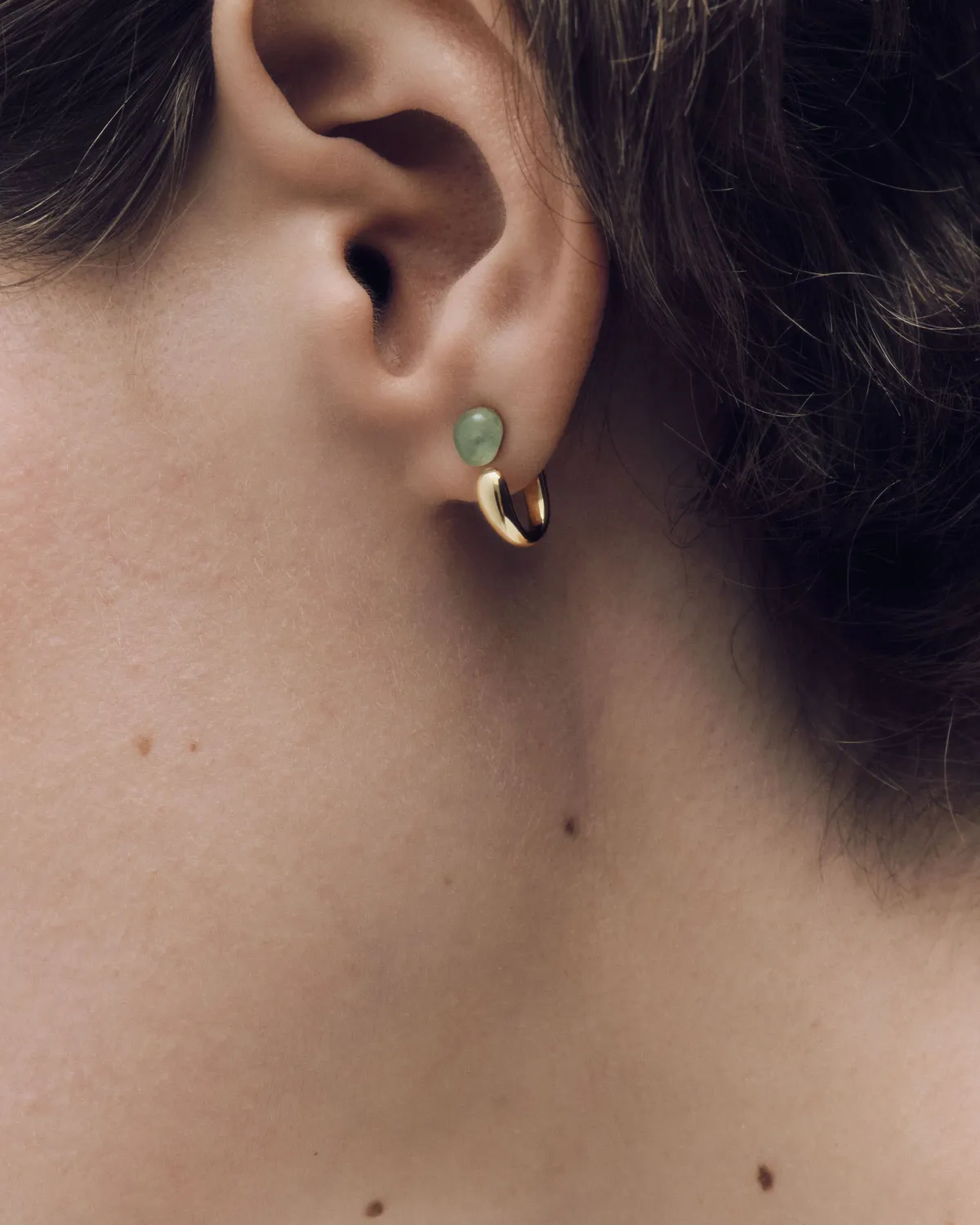 PDPAOLA Nova boucles aventurine verte plaqué or