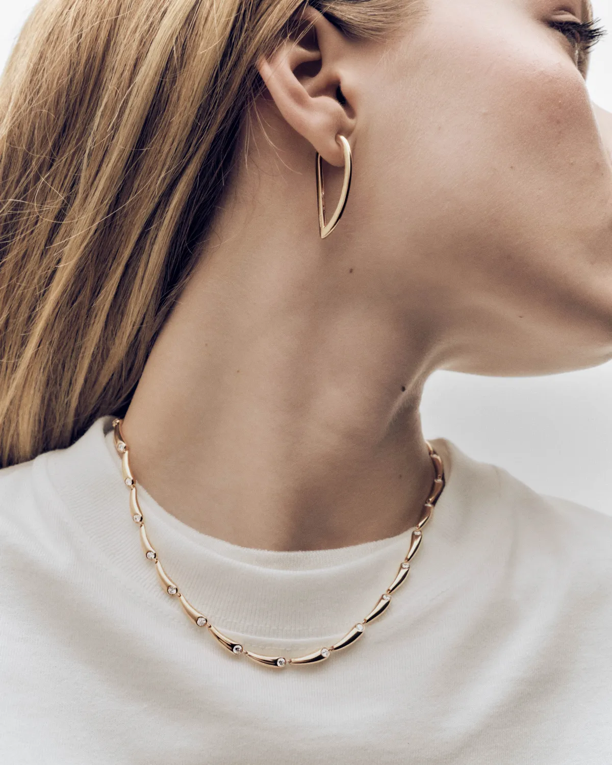 PDPAOLA Caramelle collier or zirconia blanc 42 cm