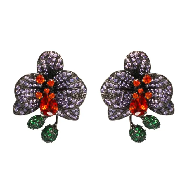 Nao de Paris Orchidée Purple boucles fleurs multicolores