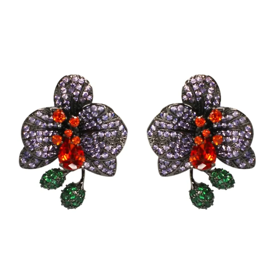 Nao de Paris Orchidée Purple boucles fleurs multicolores