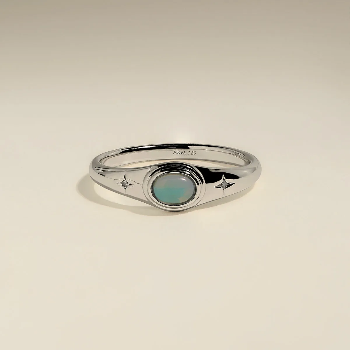 Astrid & Miyu Cosmic Opal Cocktail bague argent opale