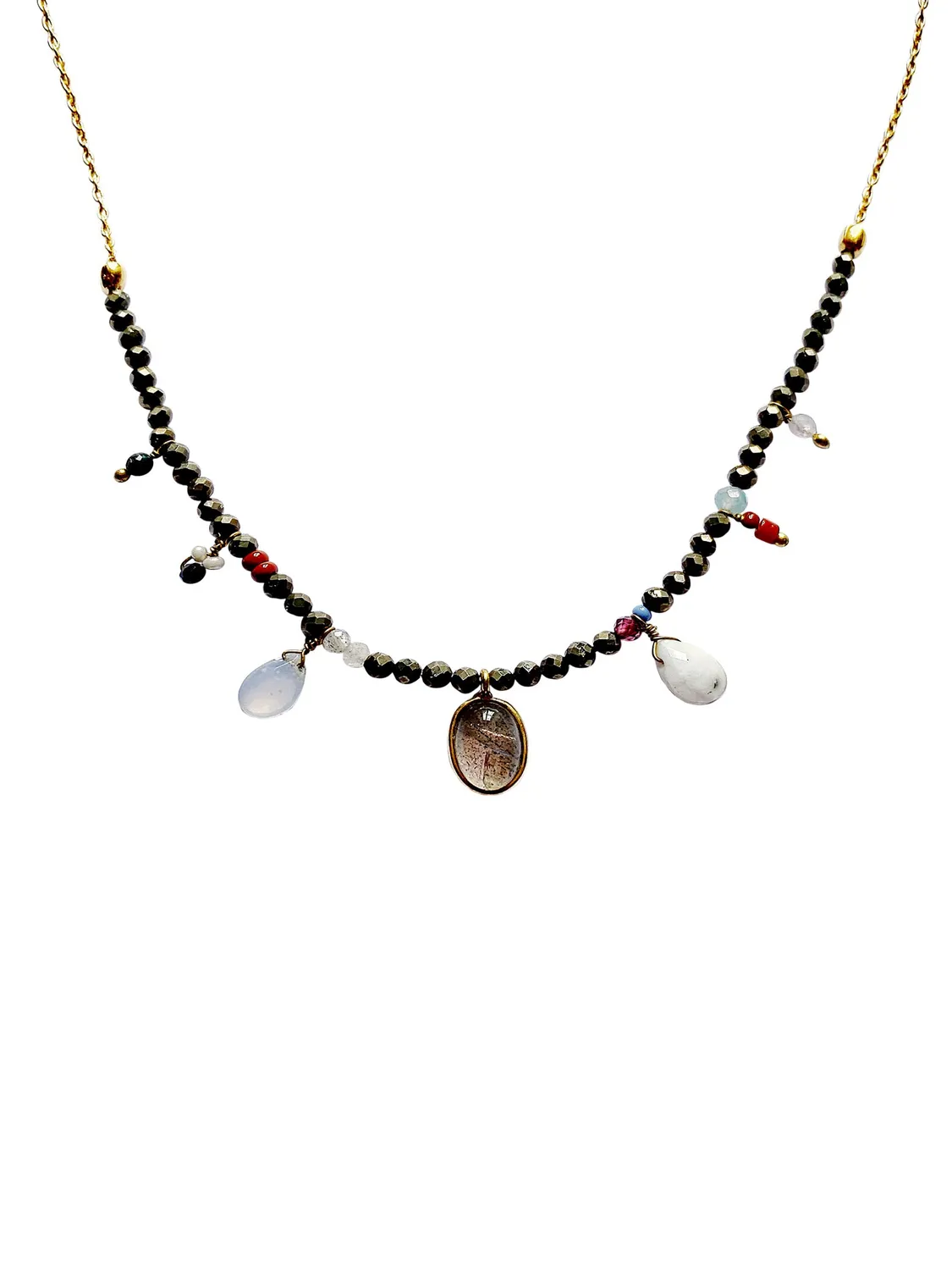 Le Fourbi de Capucine FDC151 collier pyrite calcédoine