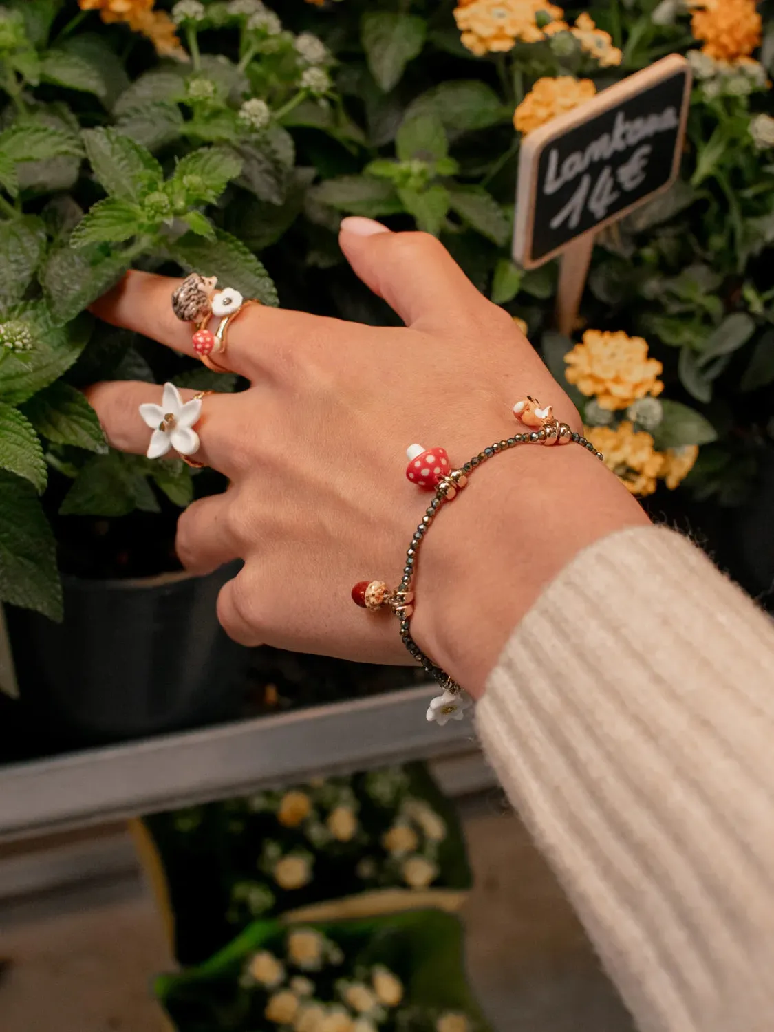 Nach Bijoux forêt bracelet perles hématite porcelaine