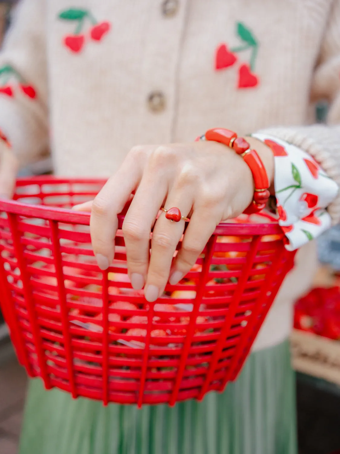Nach Bijoux bague cœur Chérie Cherry porcelaine