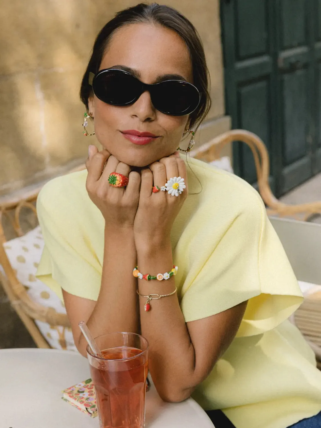 Nach Bijoux Belles du sud bague fraise porcelaine S M L