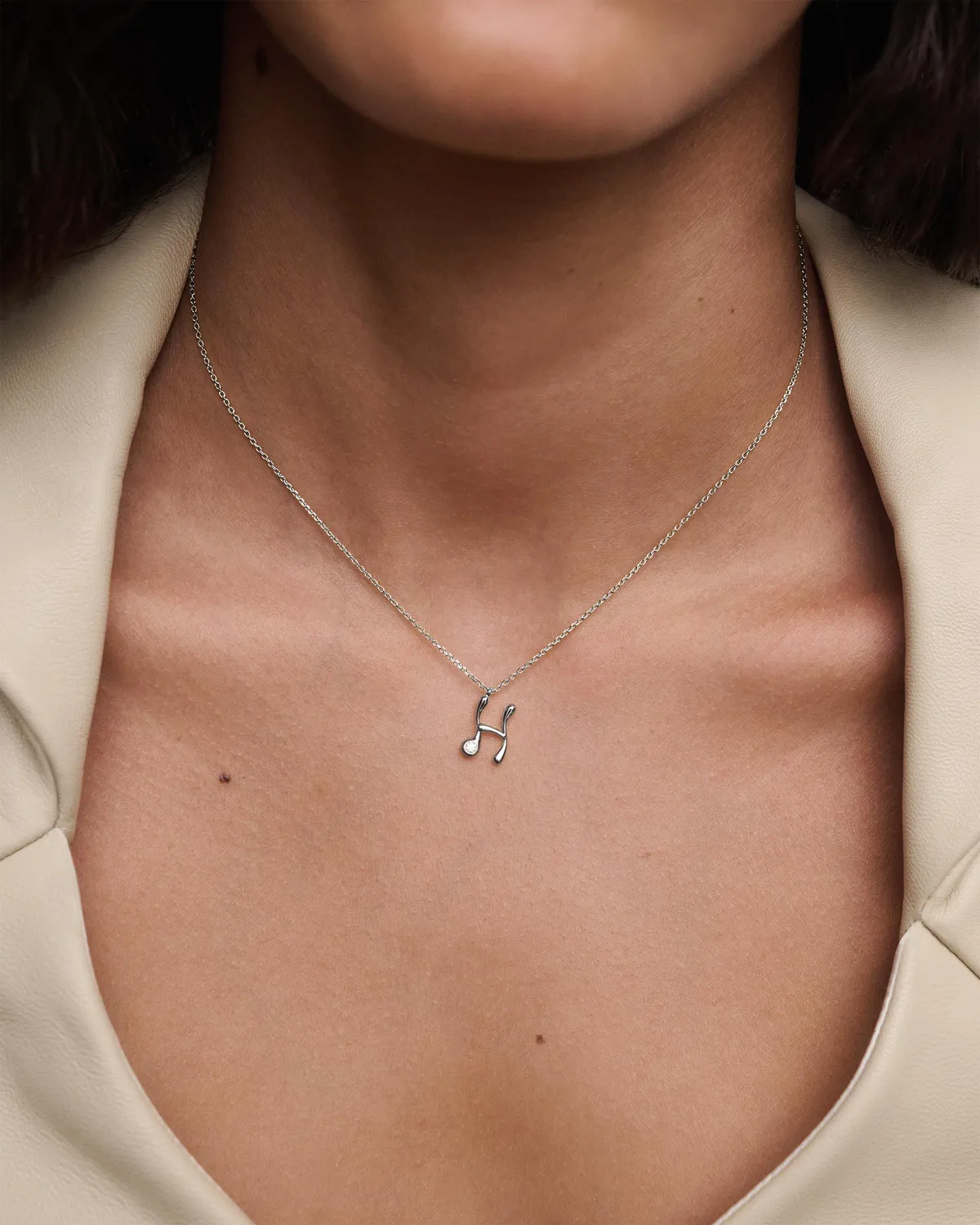 PDPAOLA Initial collier pendentif argent lettre