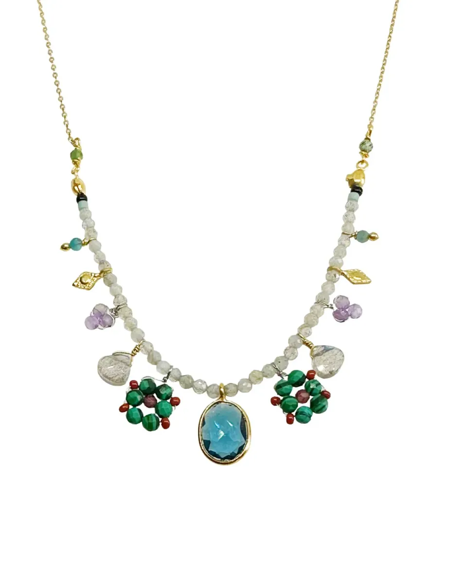 Le Fourbi de Capucine P3 collier pierres multicolores 40 cm