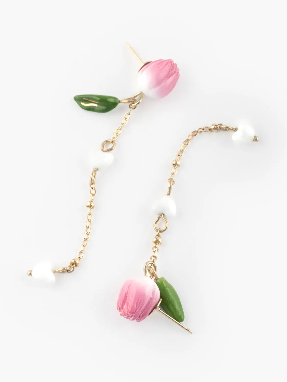 Nach Bijoux Tulipe boucles d'oreilles pendantes perles rivière