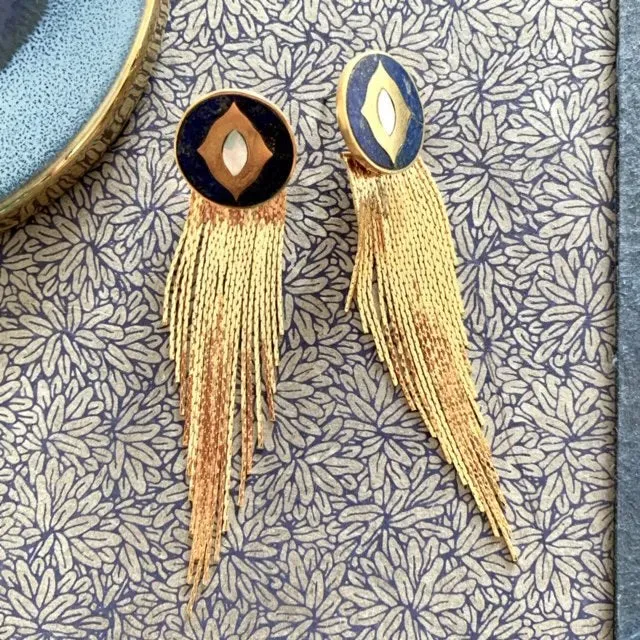 Nao de Paris Marhani boucles d'oreilles doré nacre 9,5cm