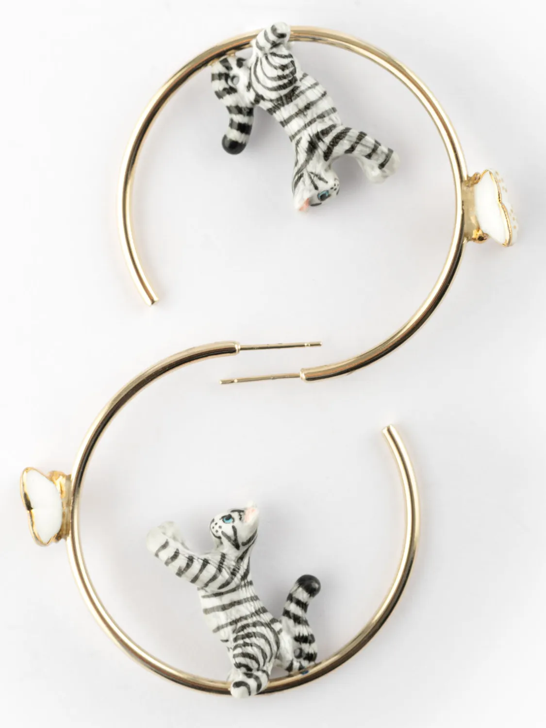 Nach Bijoux Chat Tigré boucles d'oreilles créoles papillon