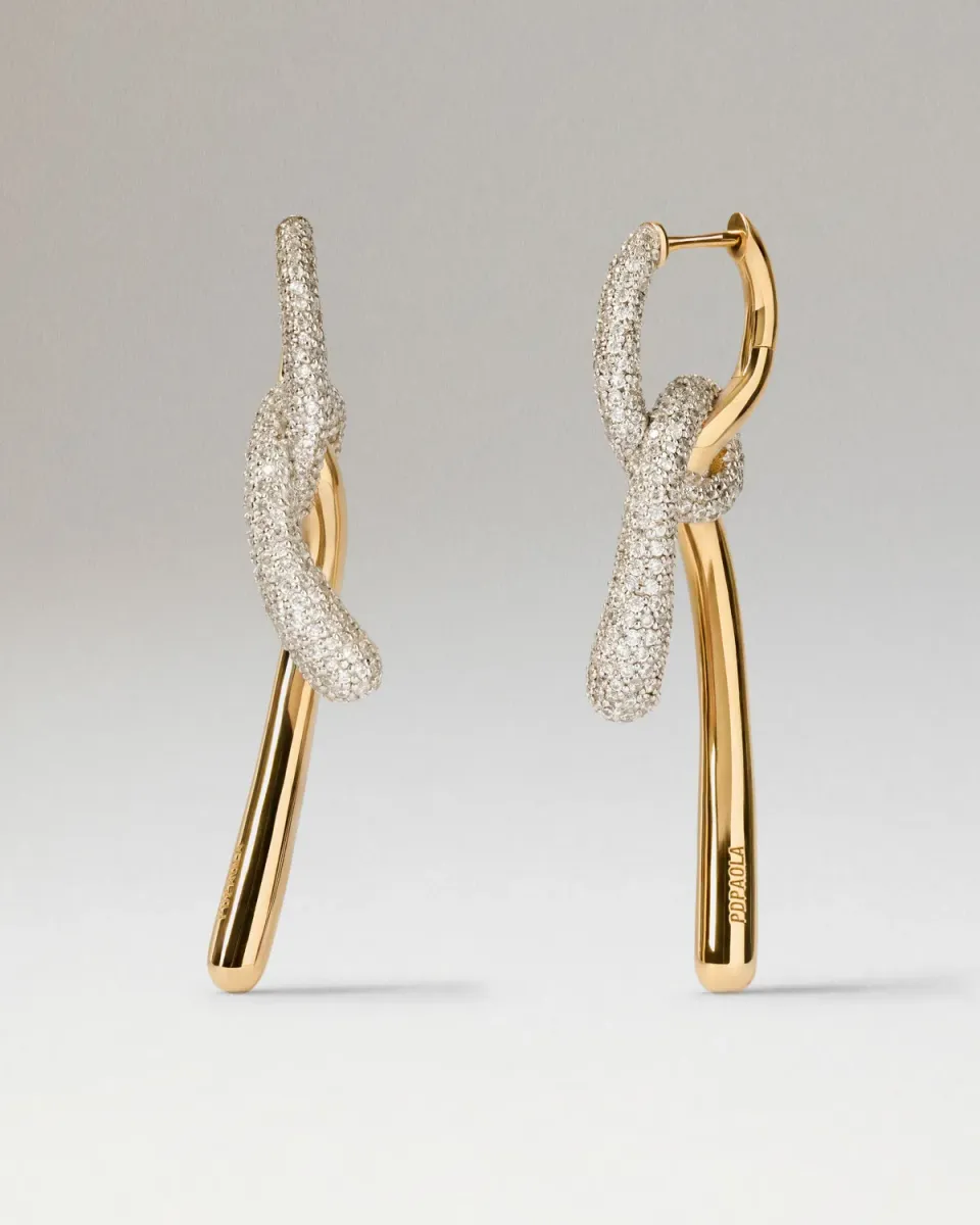 PDPAOLA Pavé Twist créoles longues zirconia blanc