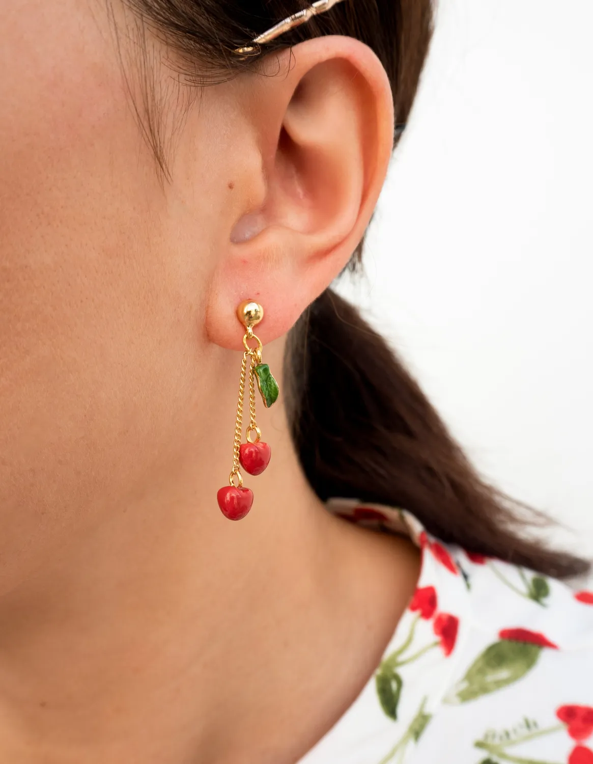 Nach Bijoux Chérie Cherry cerises boucles d'oreilles porcelaine