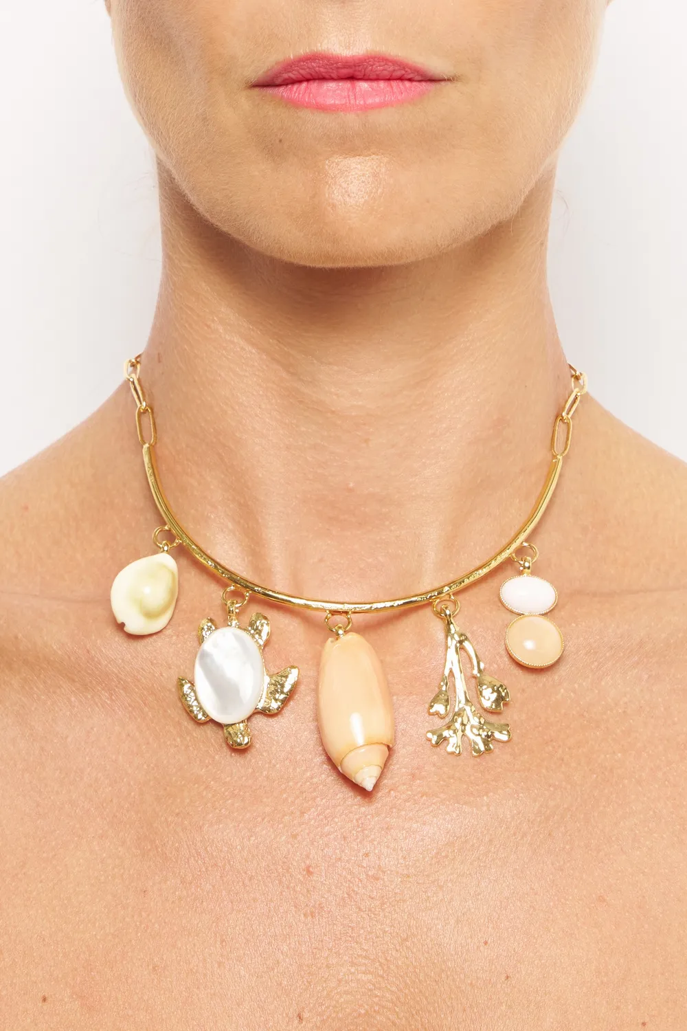 Philippe Ferrandis Corfou collier charms et coquillages doré