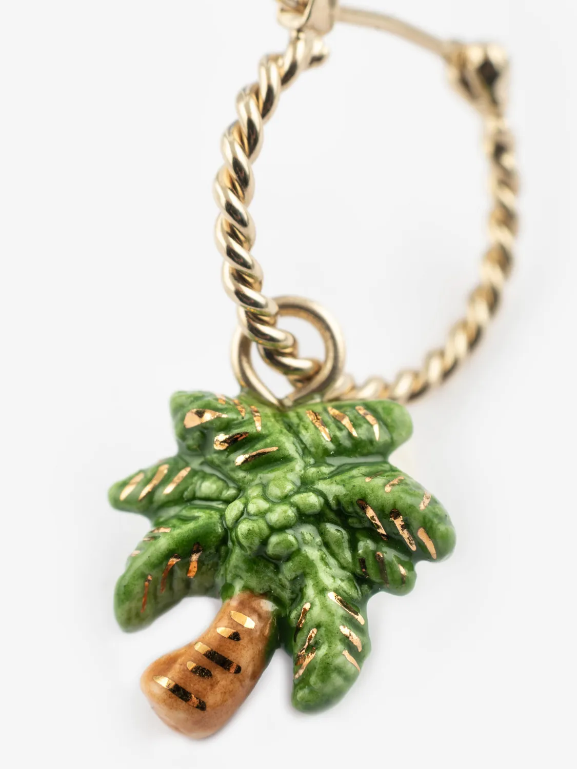 Nach Bijoux Mini créole palmier boucle d'oreille unité verte
