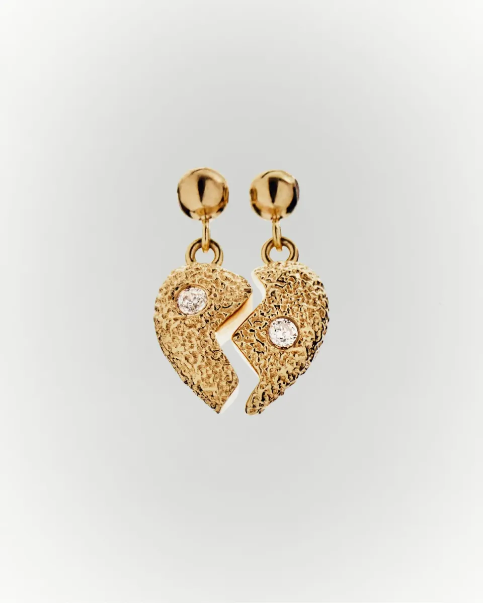 PDPAOLA Split Heart charm cœur zircone blanche