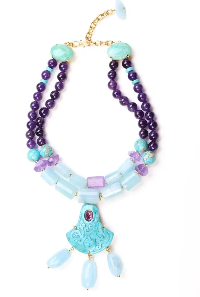 Philippe Ferrandis pièce unique collier turquoise cascade