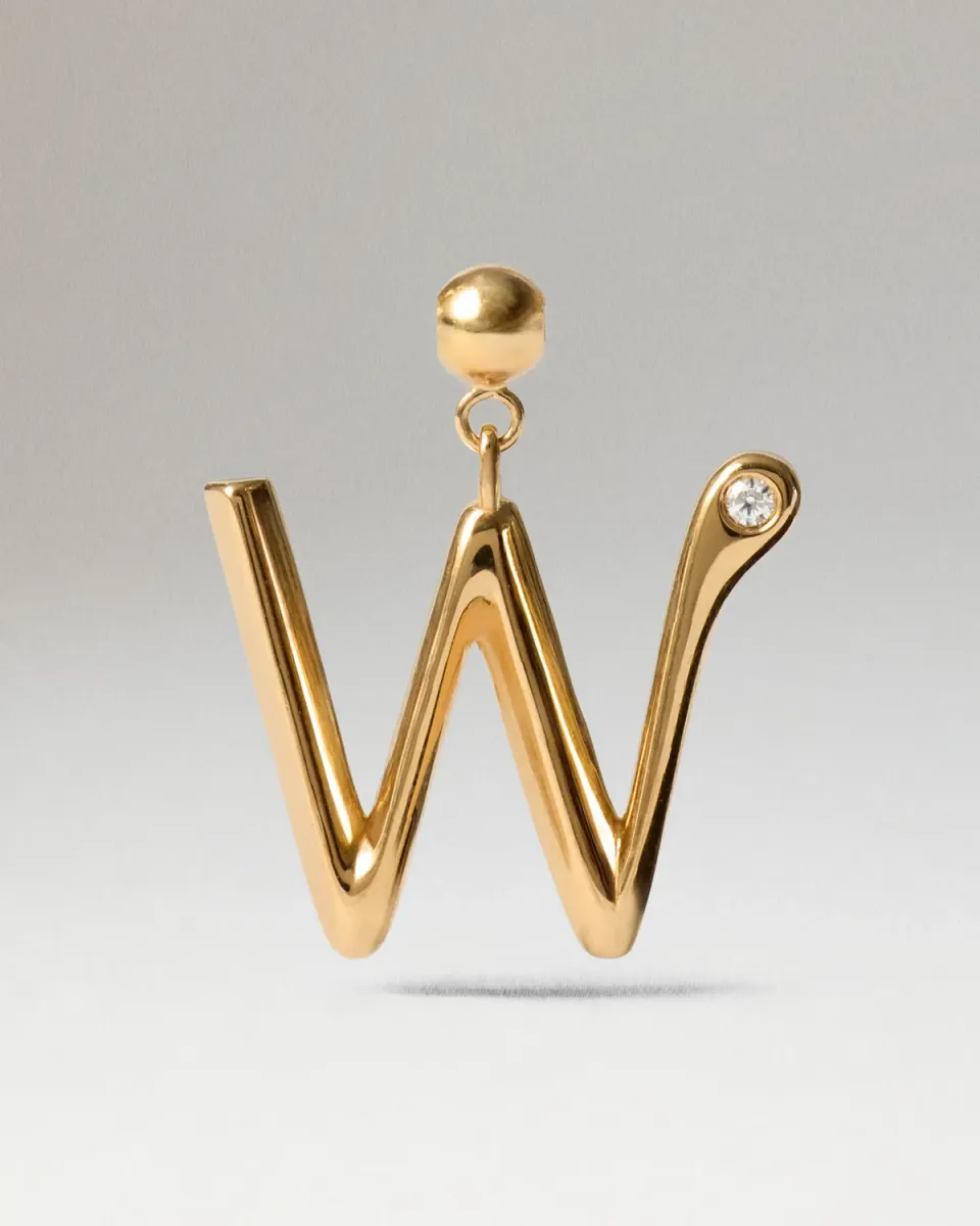 PDPAOLA Initial W charm plaqué or zirconia