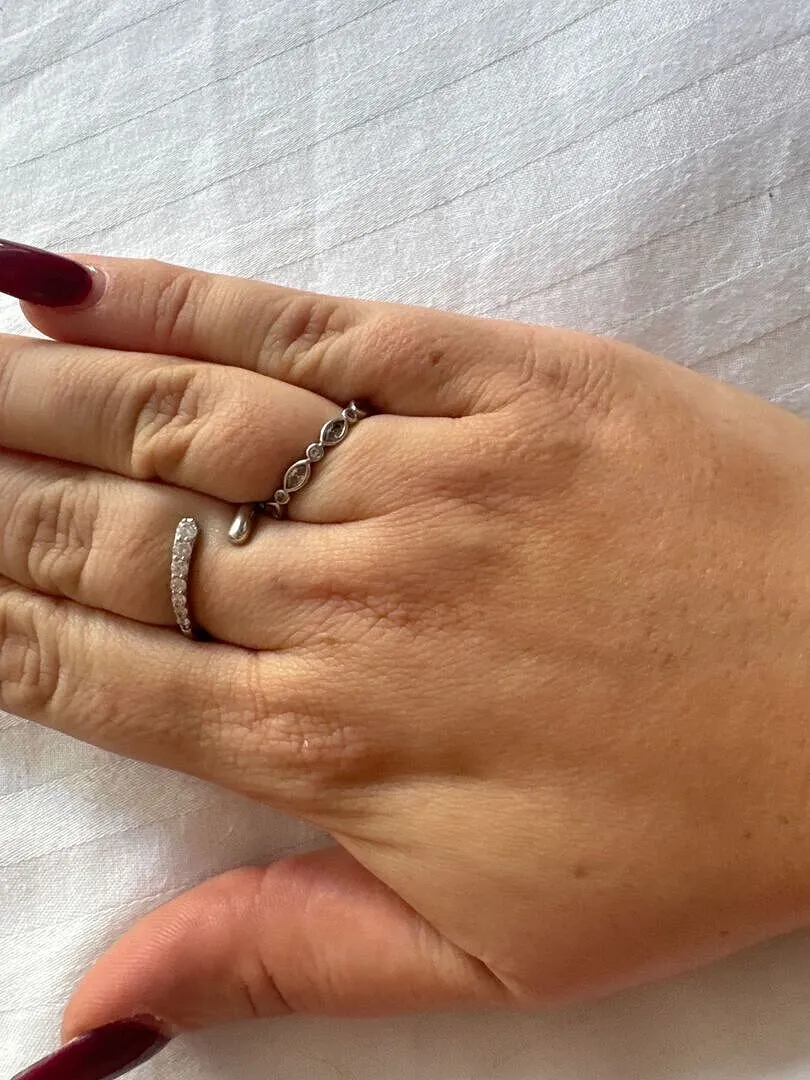 Astrid & Miyu Navette Crystal bague argent cristal navette