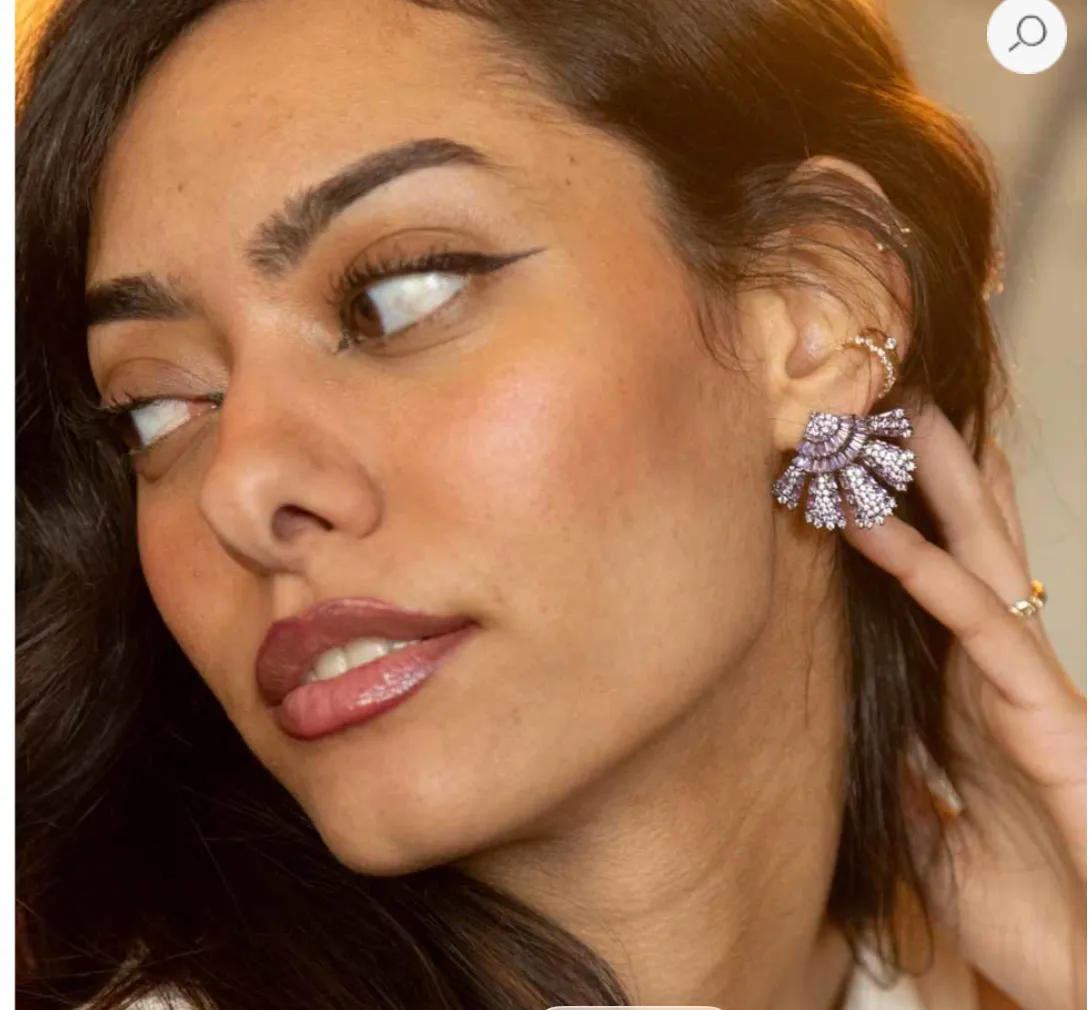 Nao de Paris Charleston boucles d'oreilles éventail violet